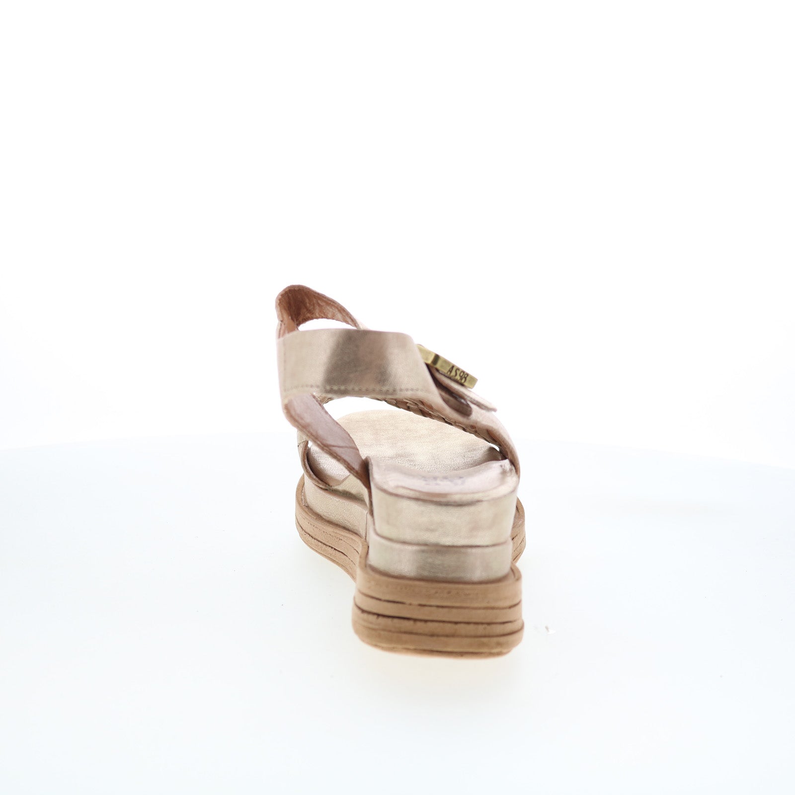 Landon Womens Gold Leather Hook & Loop Strap Sandals Shoes