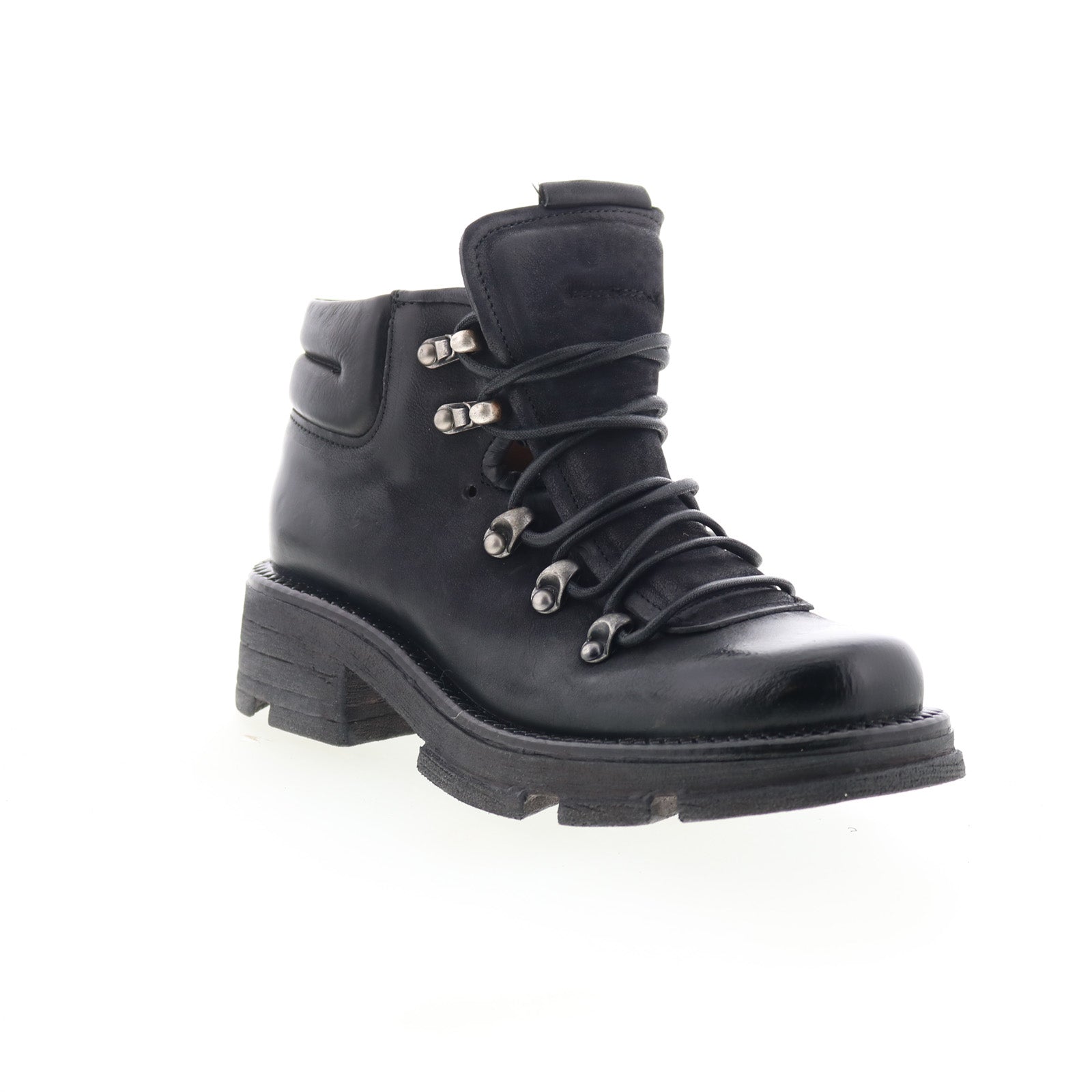 Langan Womens Black Leather Lace Up Ankle & Booties Boots