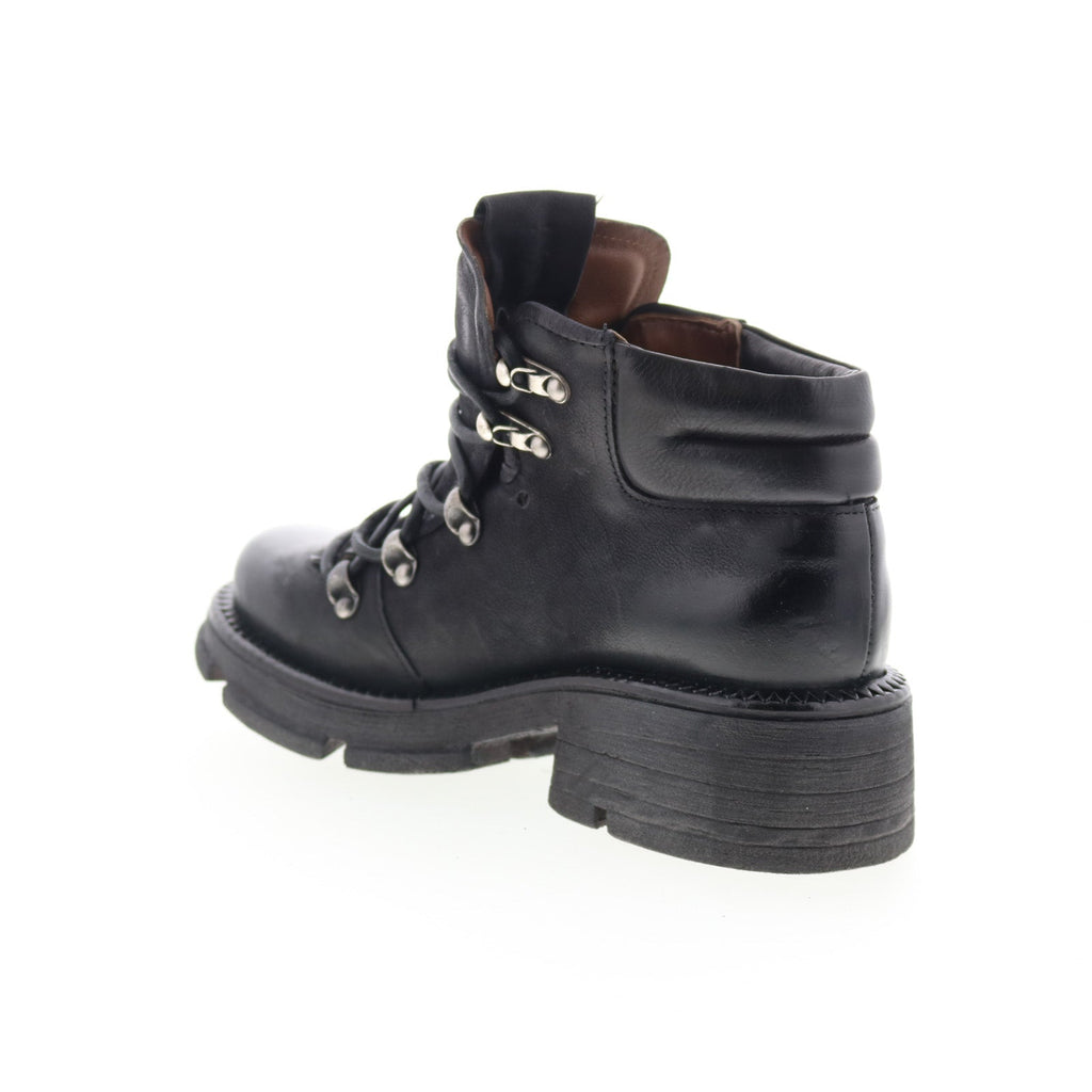 Langan Womens Black Leather Lace Up Ankle & Booties Boots