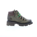 Langan Womens Green Leather Lace Up Lifestyle Boots