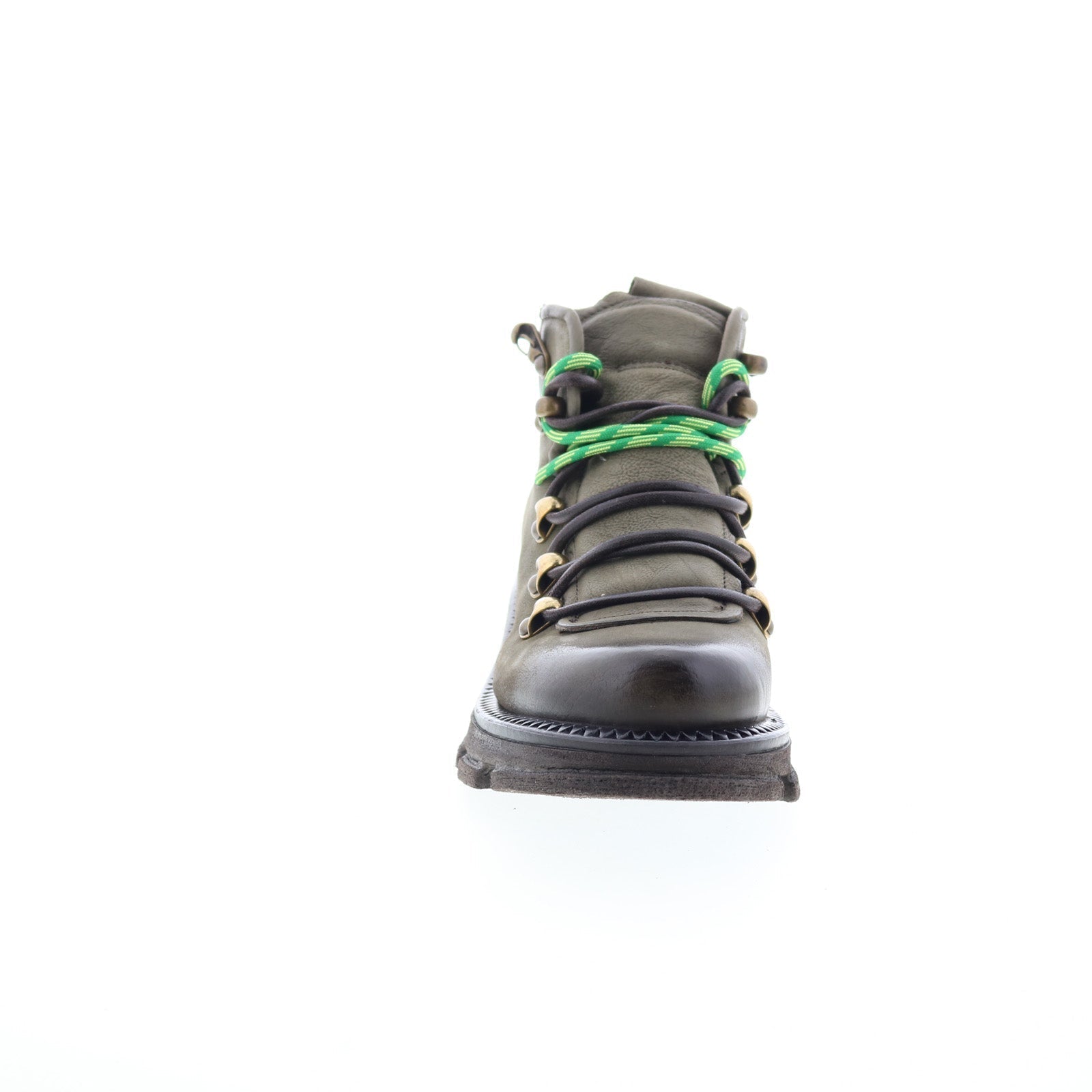 Langan Womens Green Leather Lace Up Lifestyle Boots