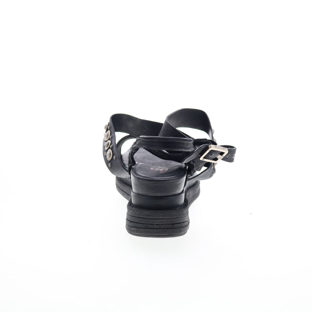 Larkie Womens Black Leather Hook & Loop Platform Sandals Shoes