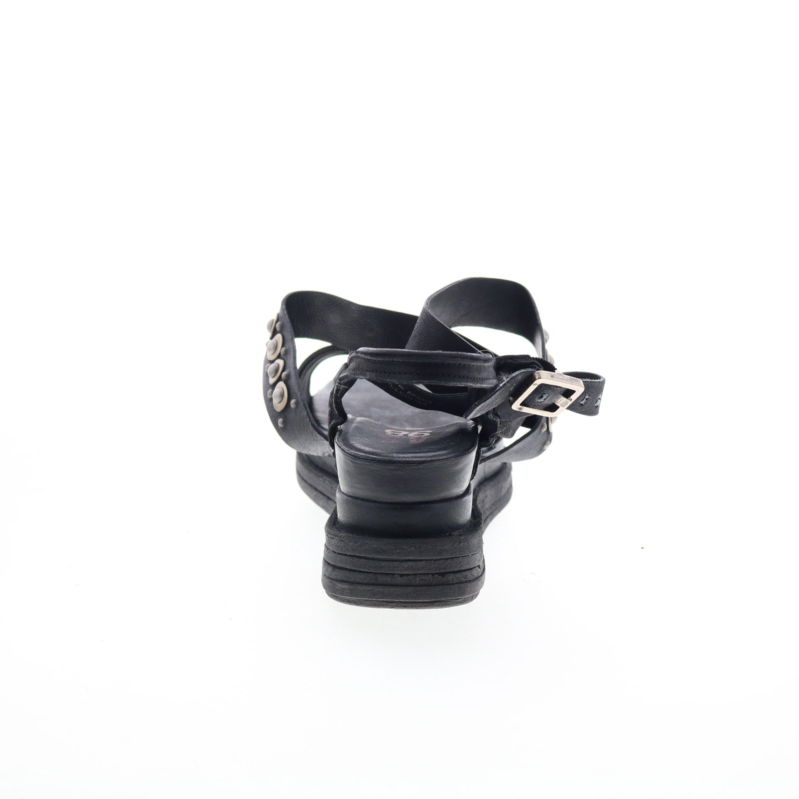 Larkie Womens Black Leather Hook & Loop Platform Sandals Shoes