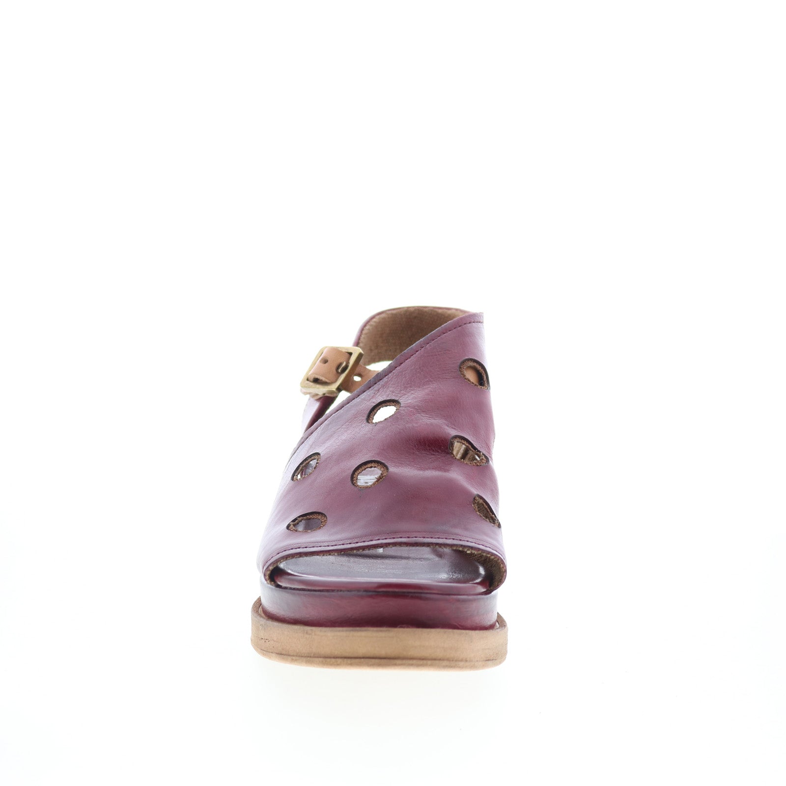 Larry Womens Burgandy Leather Hook & Loop Strap Sandals Shoes