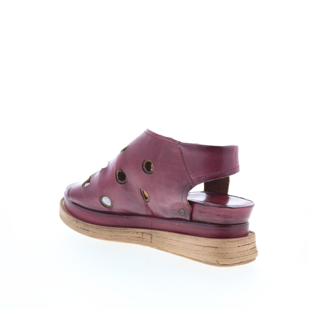 Larry Womens Burgandy Leather Hook & Loop Strap Sandals Shoes