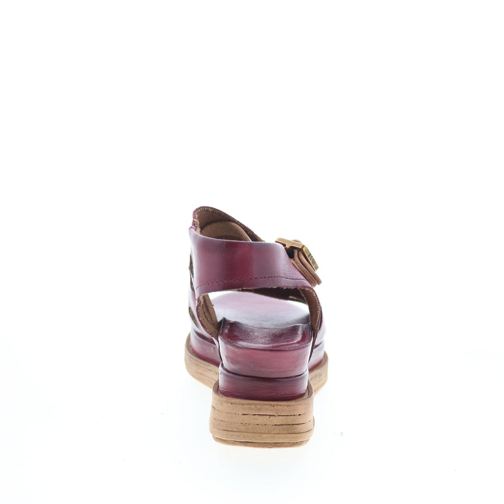 Larry Womens Burgandy Leather Hook & Loop Strap Sandals Shoes