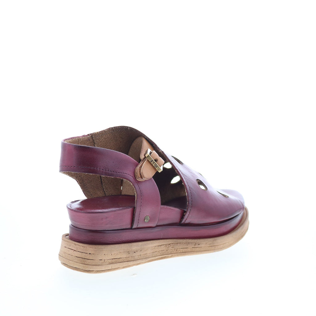 Larry Womens Burgandy Leather Hook & Loop Strap Sandals Shoes