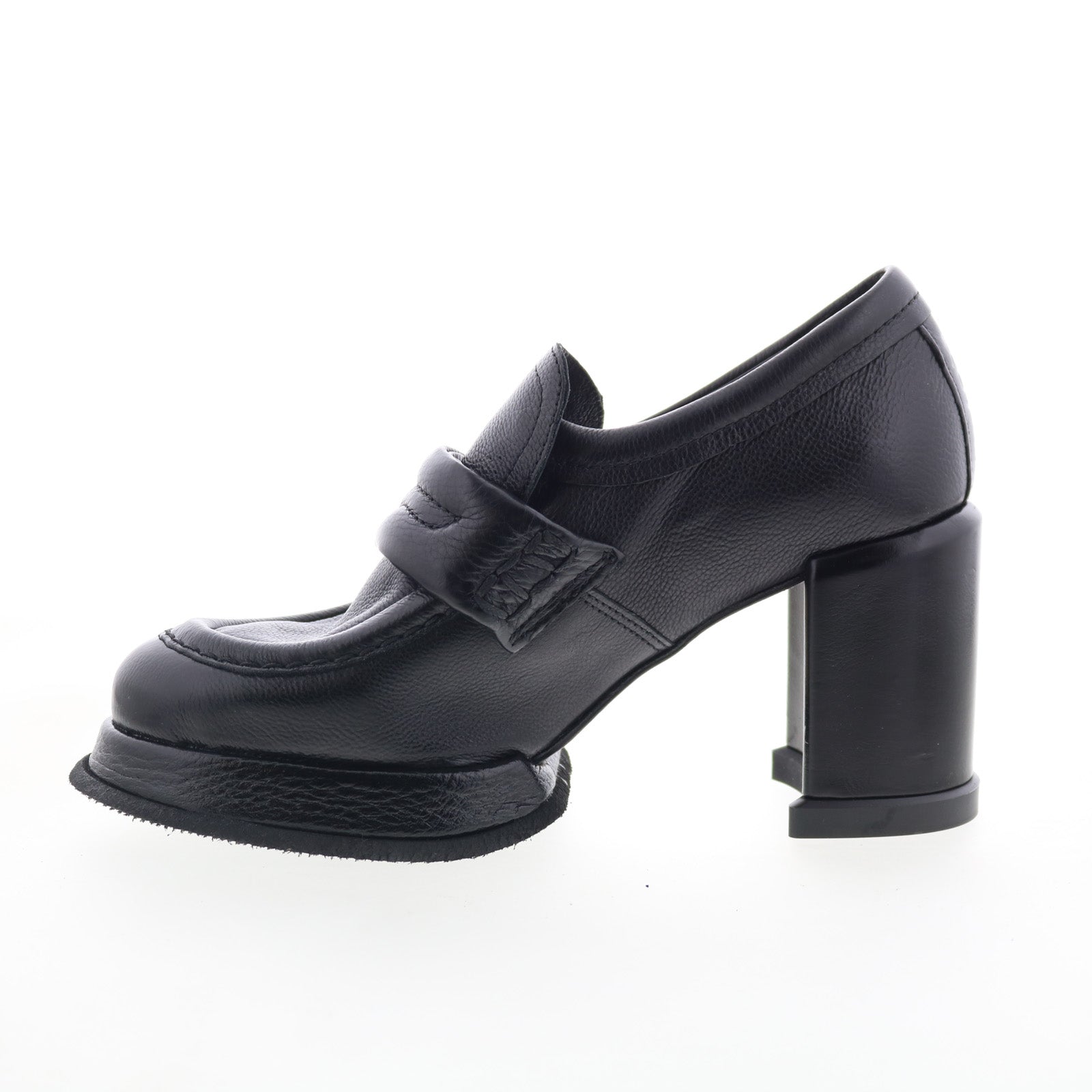 Leight Womens Black Leather Slip On Pumps Heels Shoes
