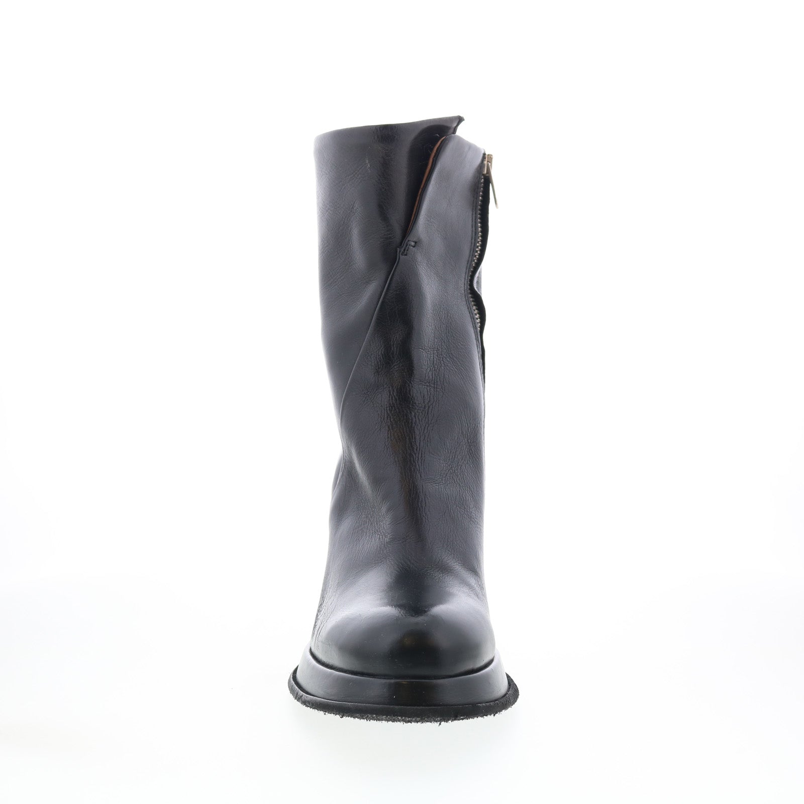 Leti Womens Black Leather Zipper Ankle & Booties Boots