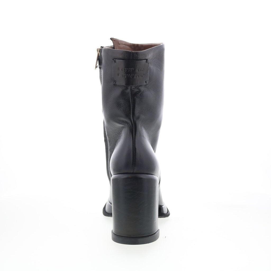 Leti Womens Black Leather Zipper Ankle & Booties Boots