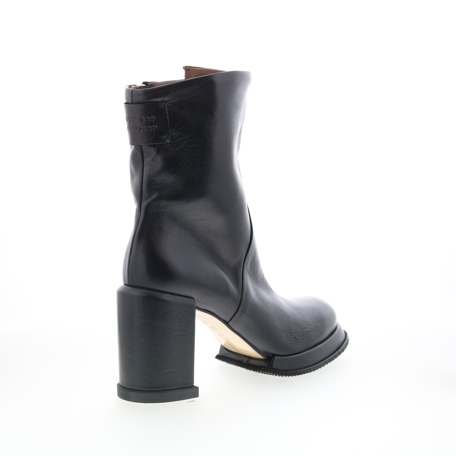 Leti Womens Black Leather Zipper Ankle & Booties Boots