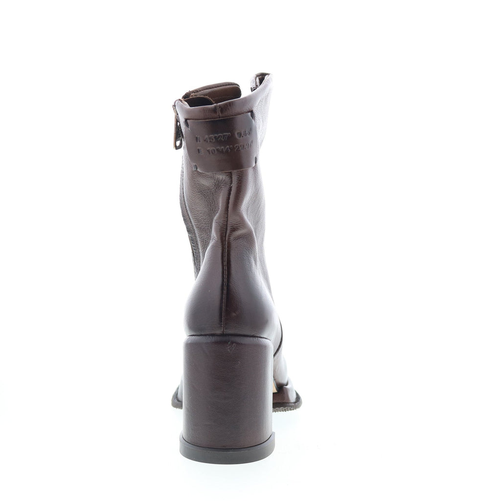 Leti Womens Brown Leather Zipper Ankle & Booties Boots