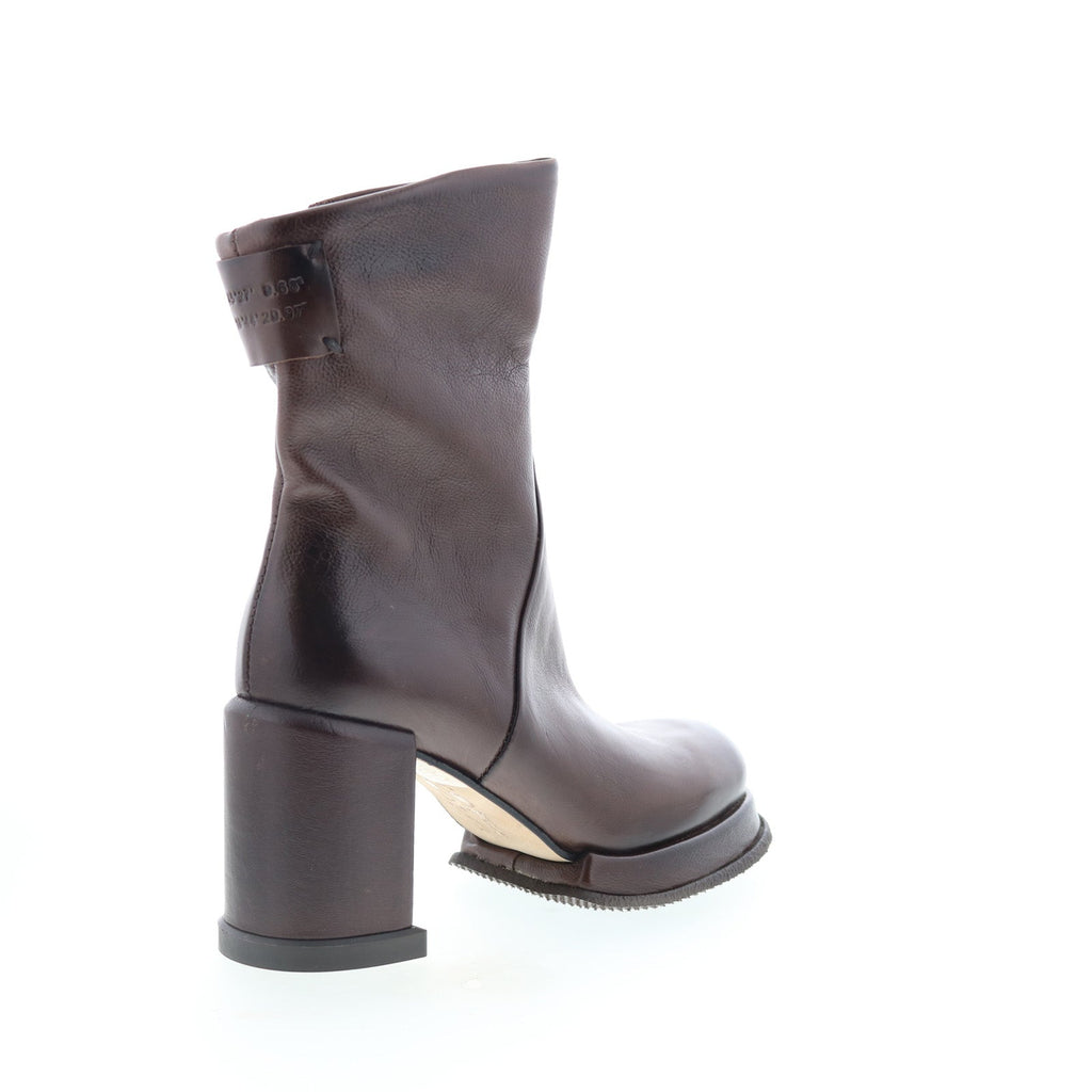 Leti Womens Brown Leather Zipper Ankle & Booties Boots