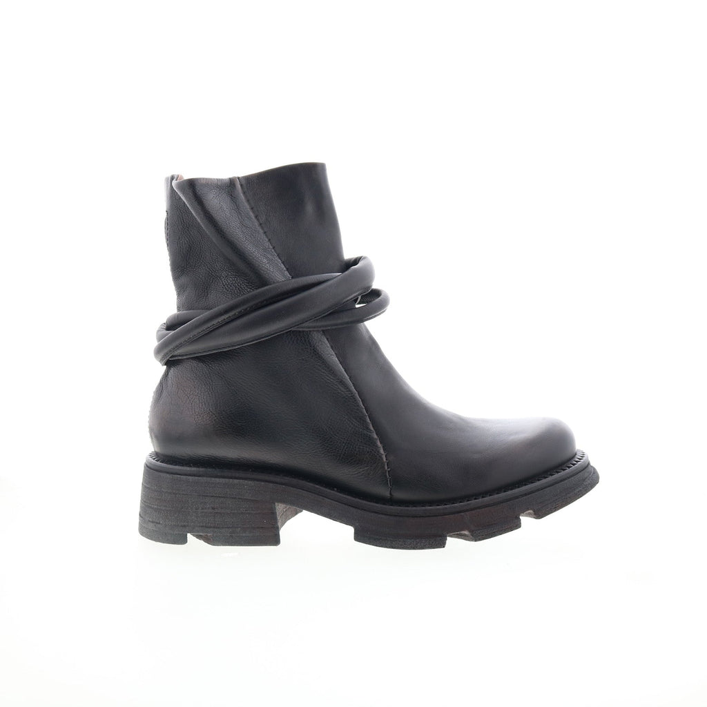 Lider Womens Black Leather Zipper Casual Dress Boots