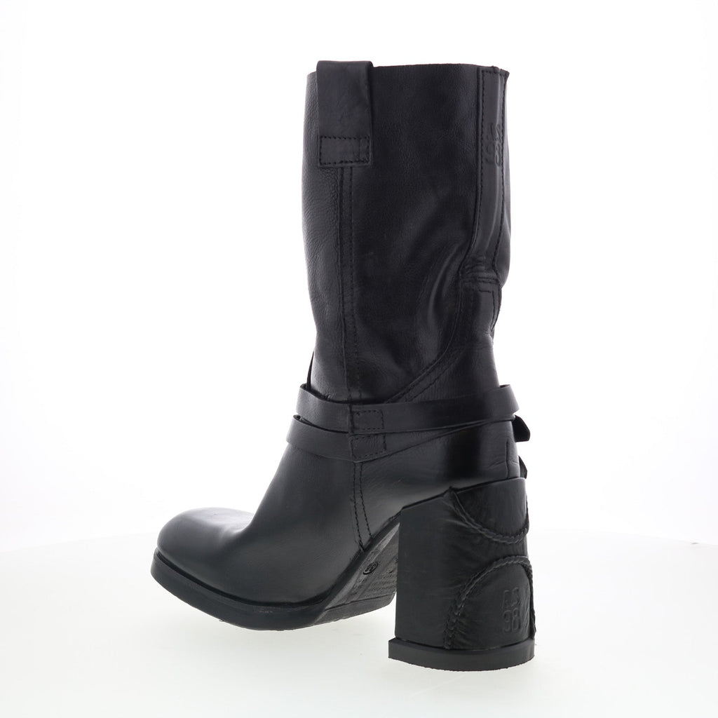 Lil Womens Black Leather Slip On Casual Dress Boots