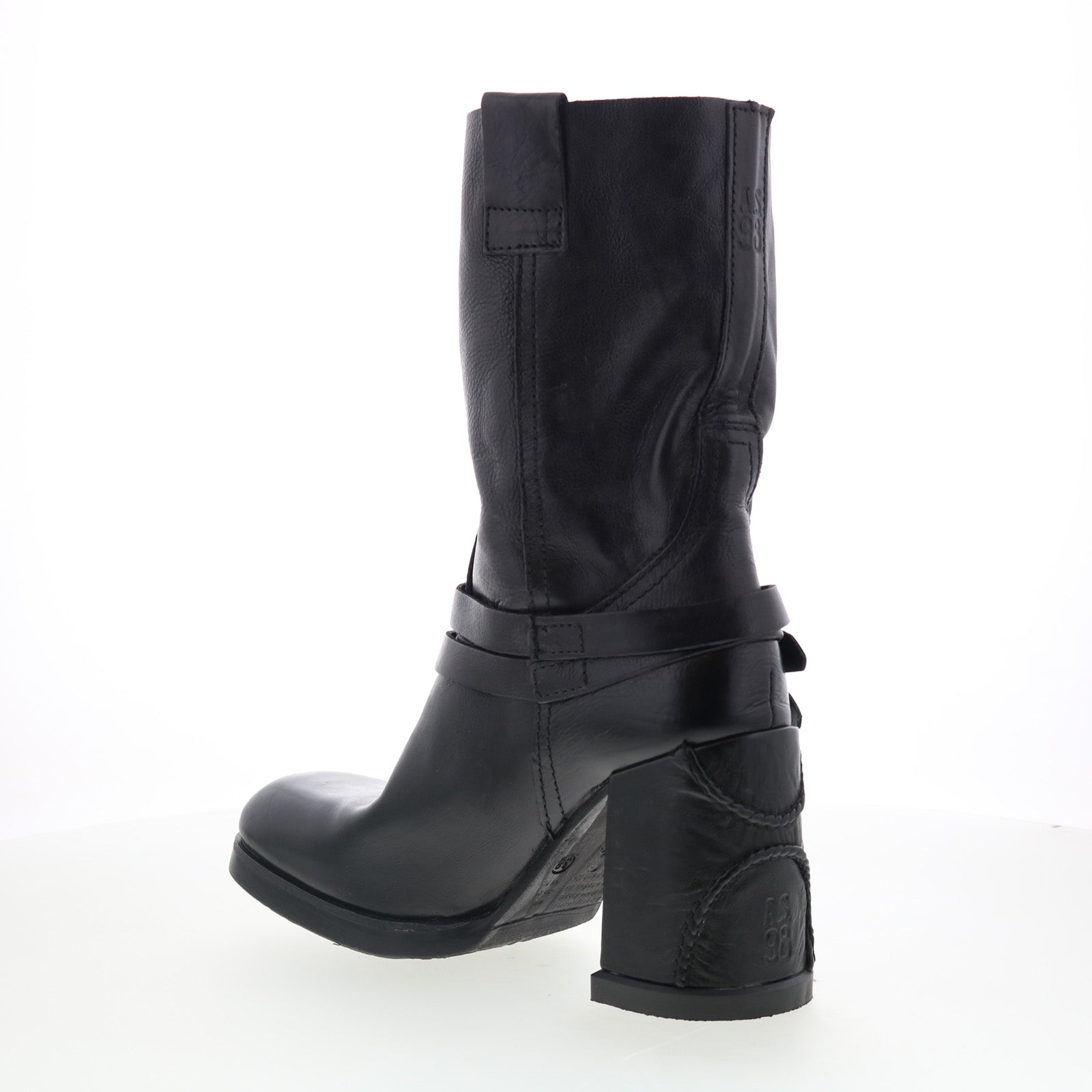 Lil Womens Black Leather Slip On Casual Dress Boots