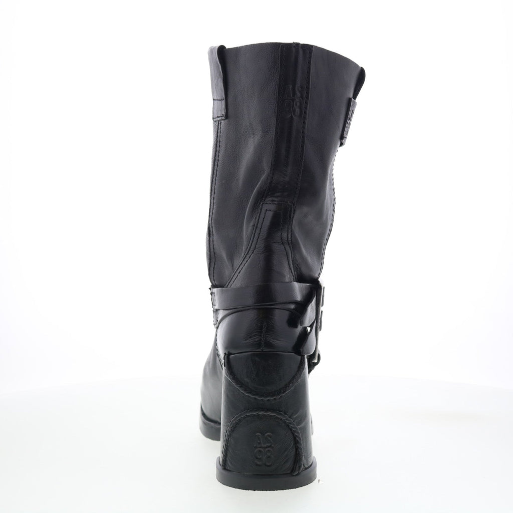 Lil Womens Black Leather Slip On Casual Dress Boots