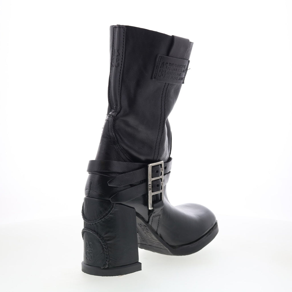 Lil Womens Black Leather Slip On Casual Dress Boots