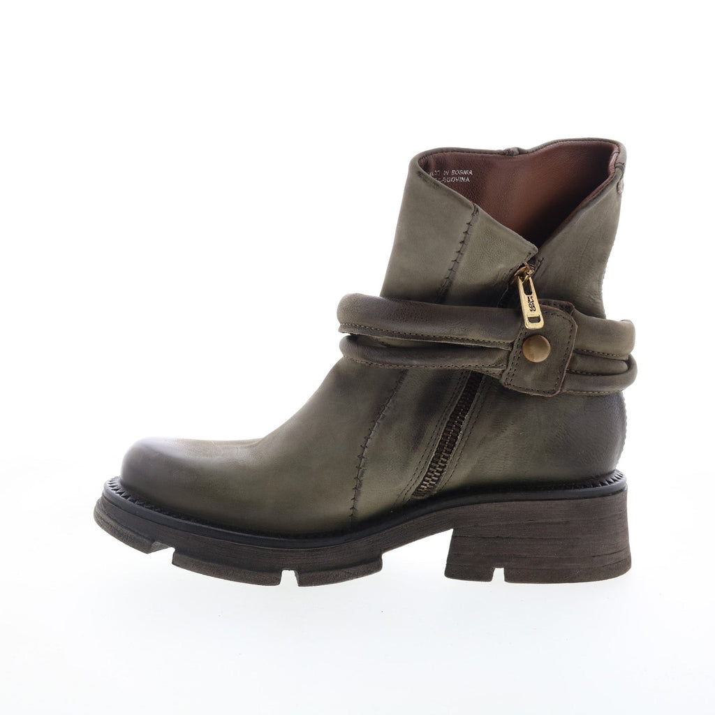 Linder Womens Green Leather Zipper Casual Dress Boots