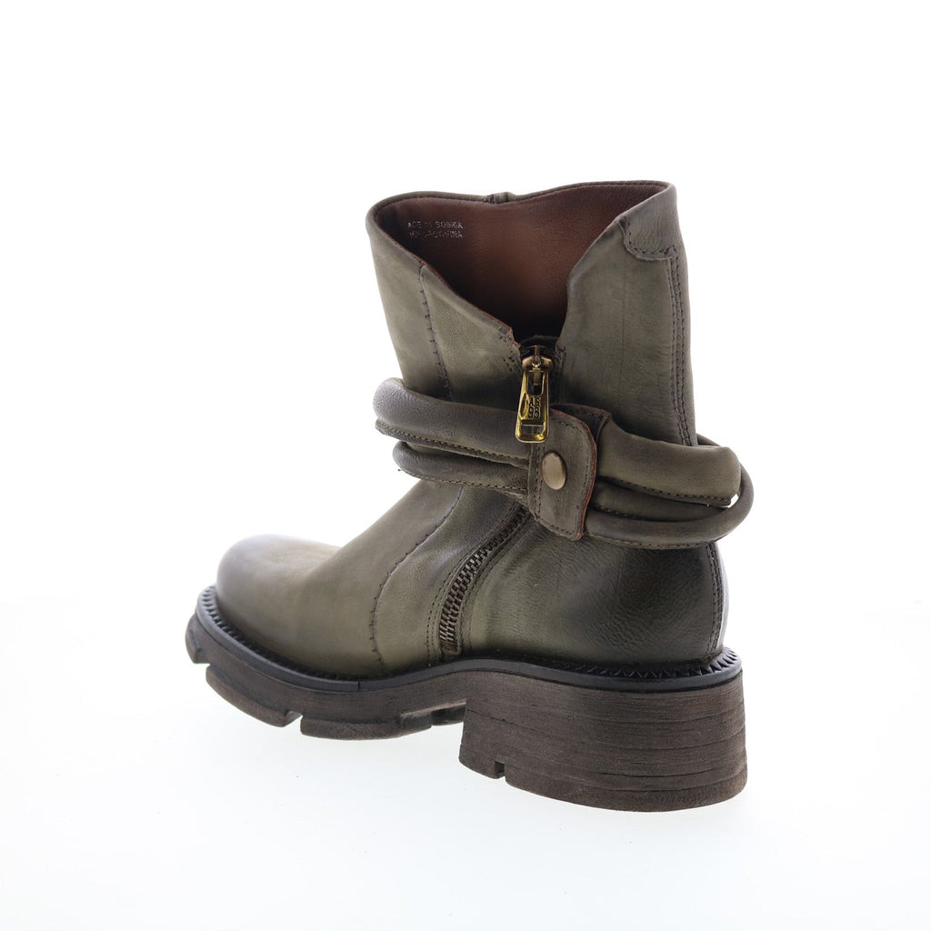 Linder Womens Green Leather Zipper Casual Dress Boots