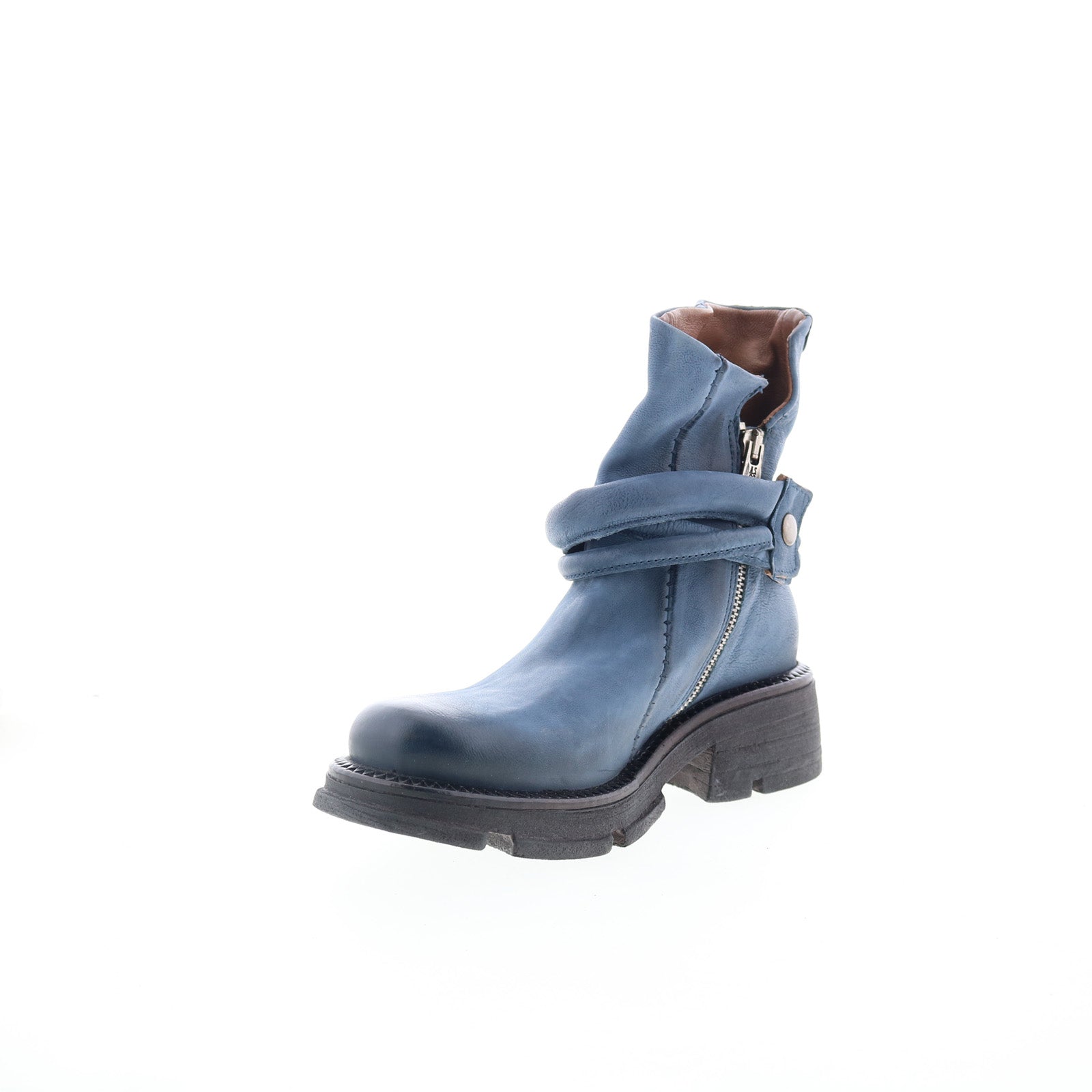 Linder Womens Blue Leather Zipper Casual Dress Boots
