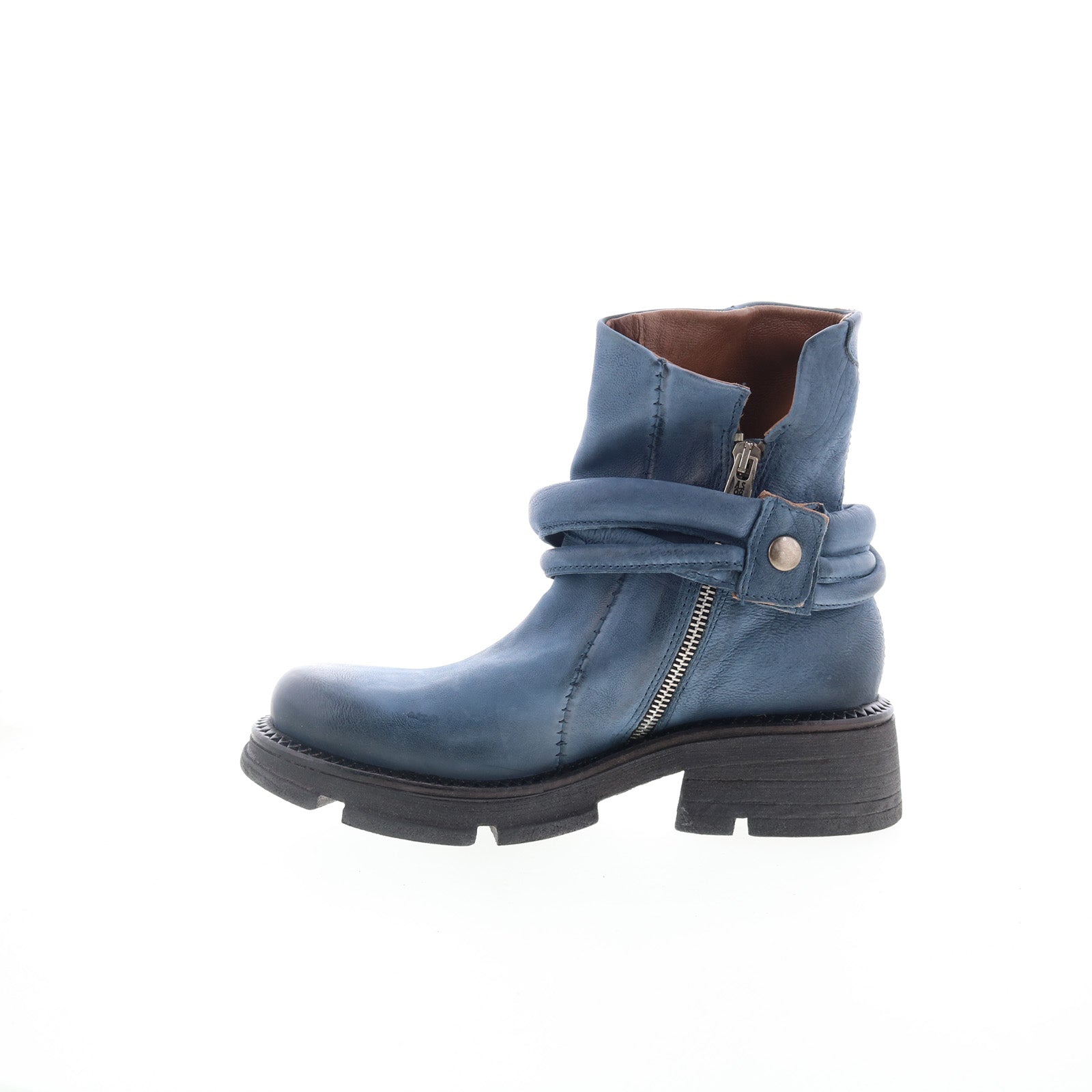 Linder Womens Blue Leather Zipper Casual Dress Boots