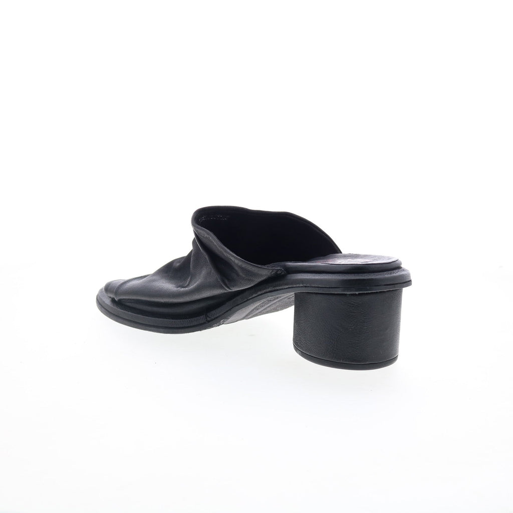 Lior Womens Black Leather Slip On Heeled Sandals Shoes