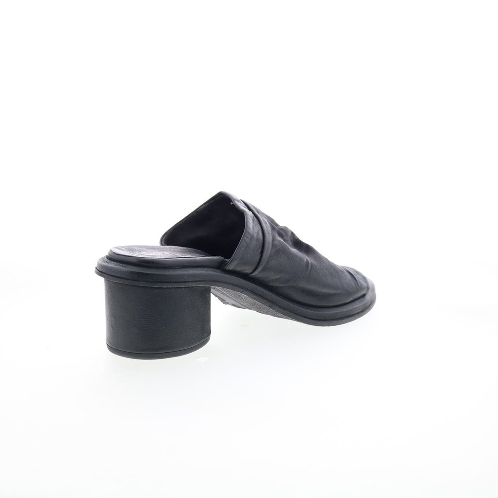 Lior Womens Black Leather Slip On Heeled Sandals Shoes