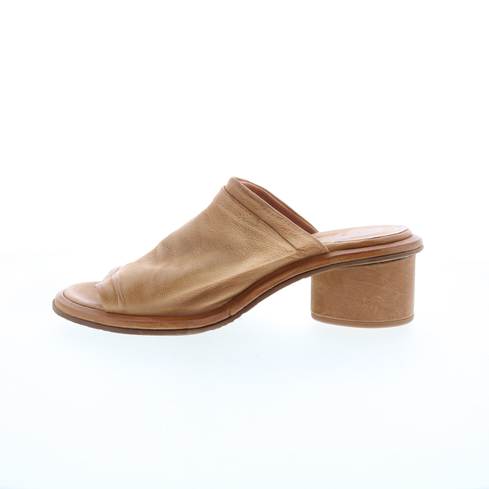 Lior Womens Brown Leather Slip On Heeled Sandals Shoes