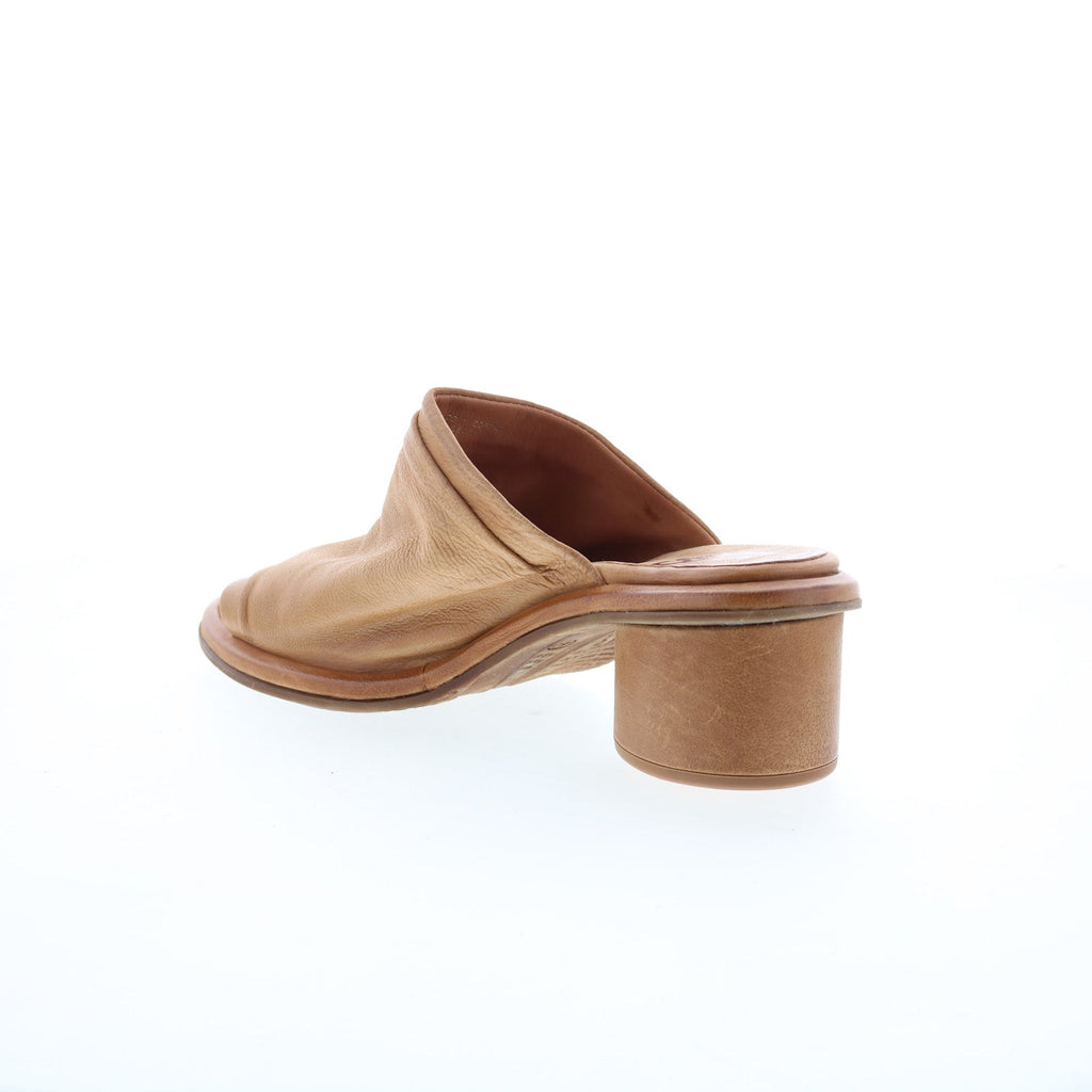 Lior Womens Brown Leather Slip On Heeled Sandals Shoes