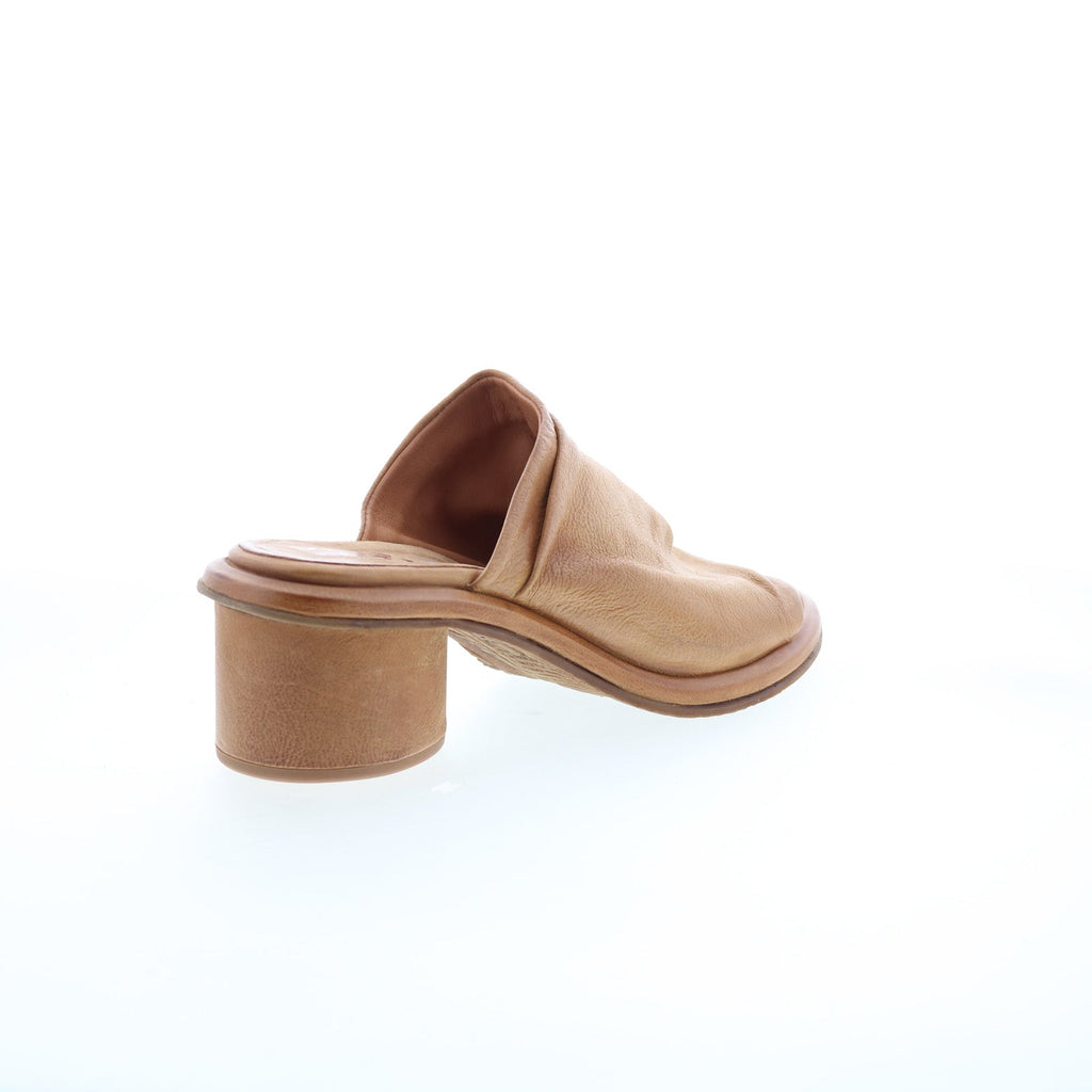 Lior Womens Brown Leather Slip On Heeled Sandals Shoes