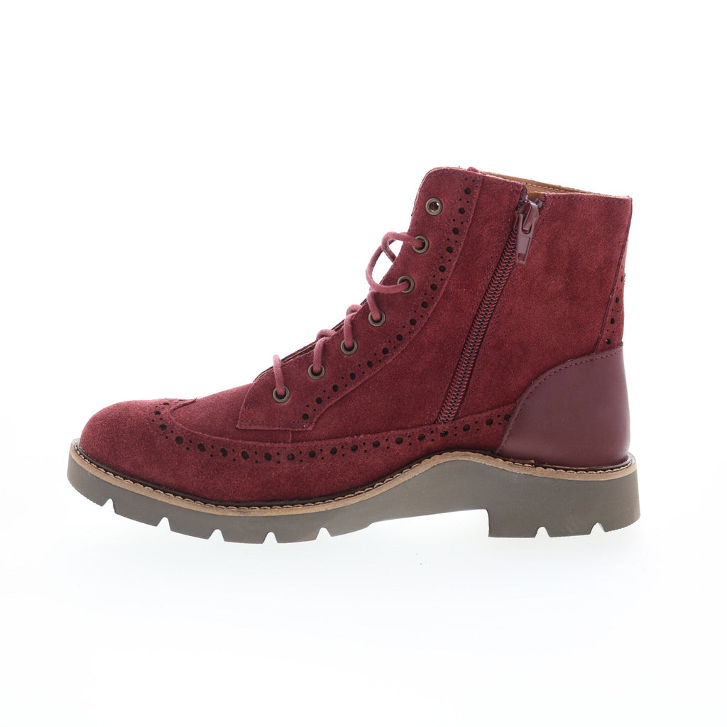 Aetrex Margot LL509 Womens Red Suede Lace Up Casual Dress Boots