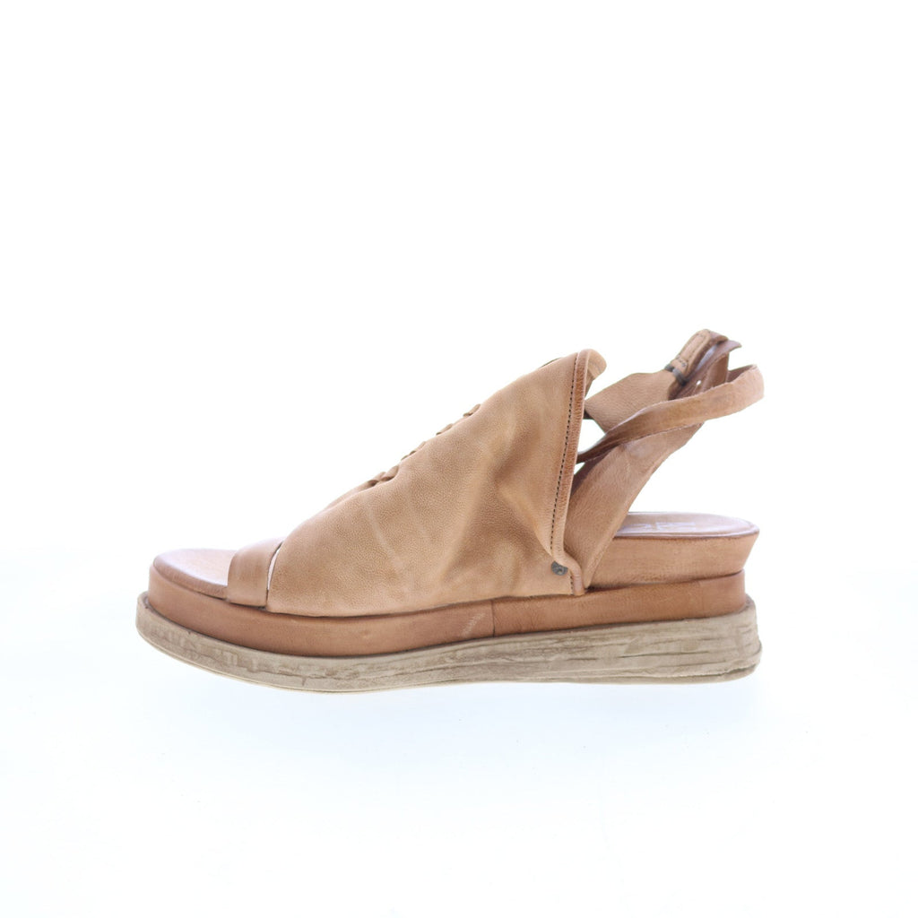 Louie Womens Brown Leather Hook & Loop Slingback Sandals Shoes