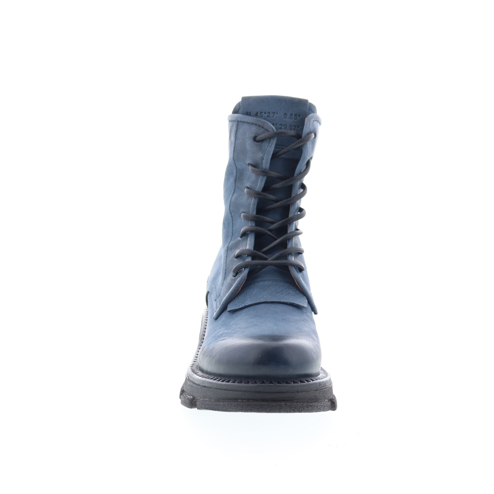 Lukie Womens Blue Leather Lace Up Casual Dress Boots