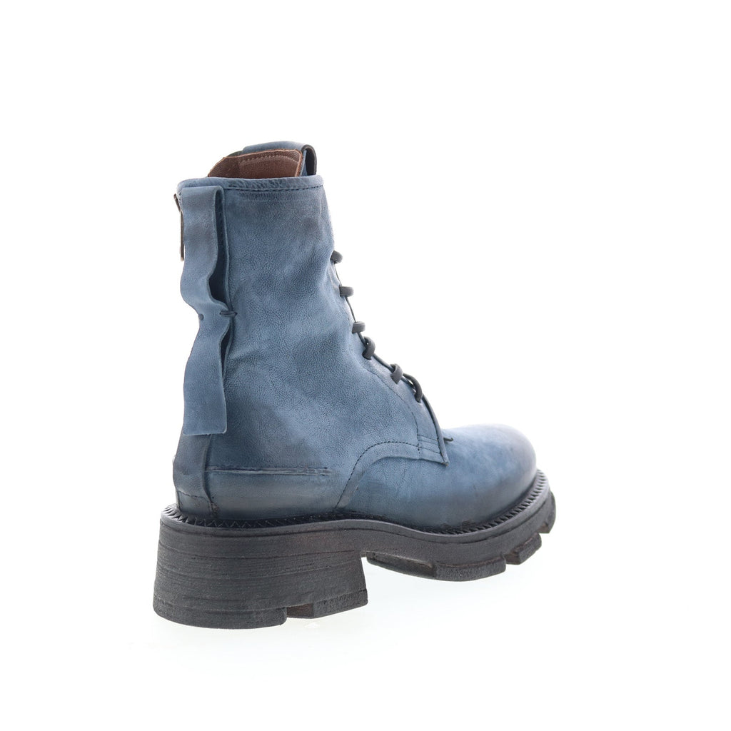 Lukie Womens Blue Leather Lace Up Casual Dress Boots