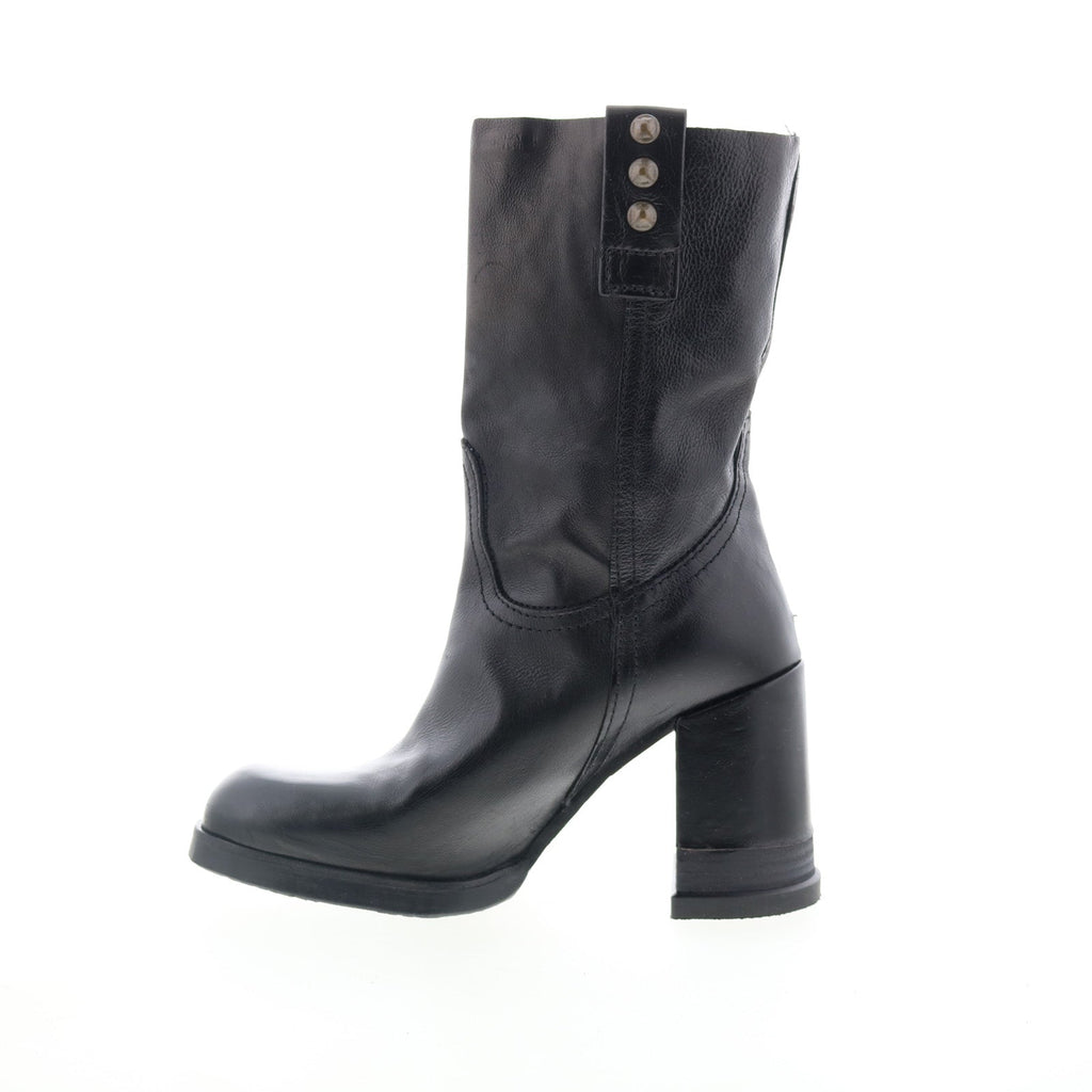 Lyam Womens Black Leather Slip On Casual Dress Boots