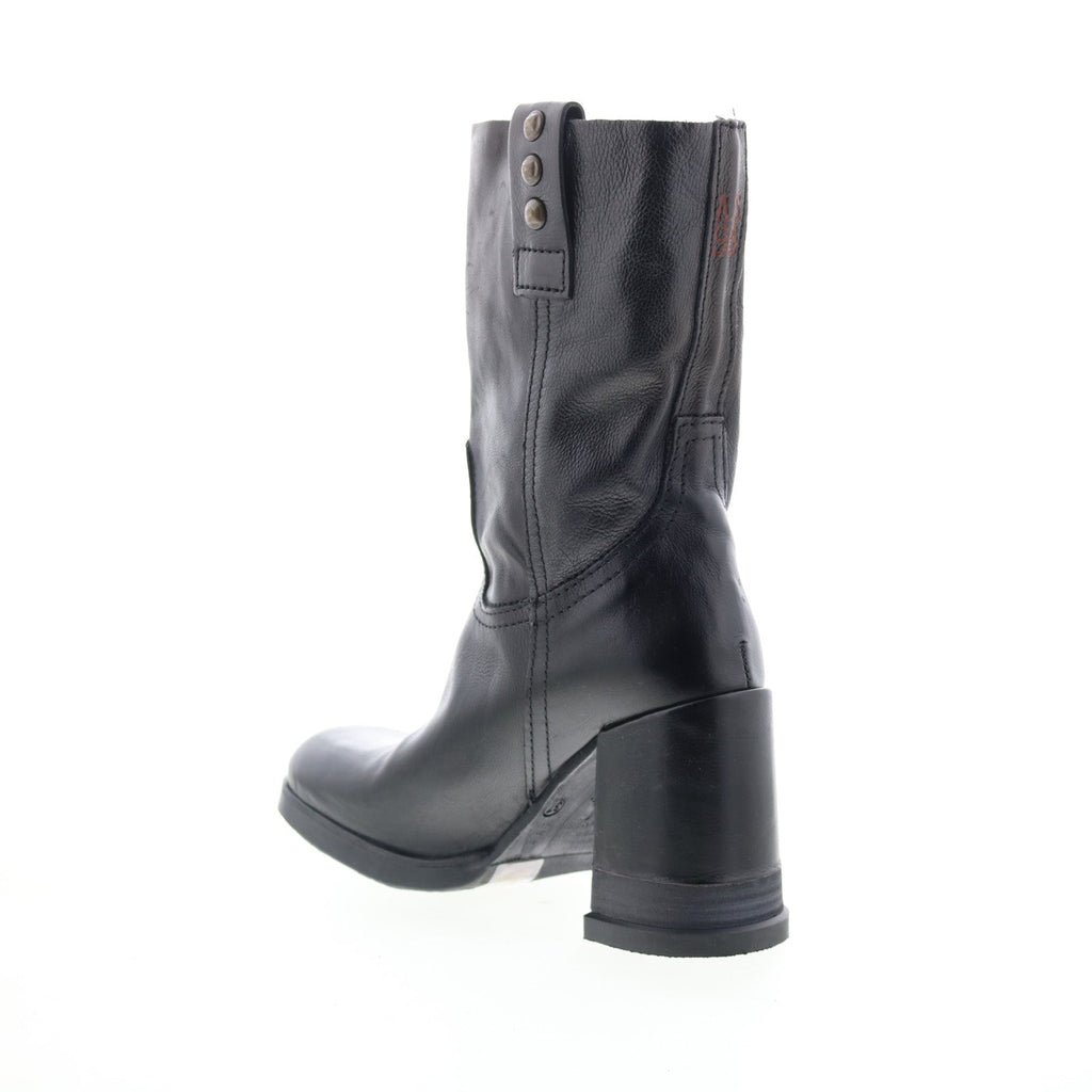 Lyam Womens Black Leather Slip On Casual Dress Boots