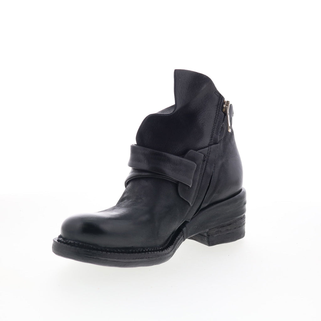 Martina Womens Black Leather Zipper Ankle & Booties Boots