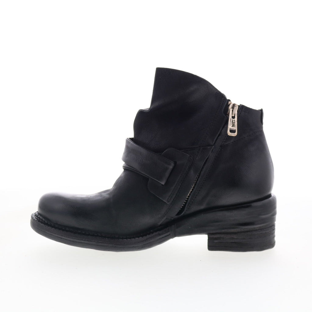 Martina Womens Black Leather Zipper Ankle & Booties Boots