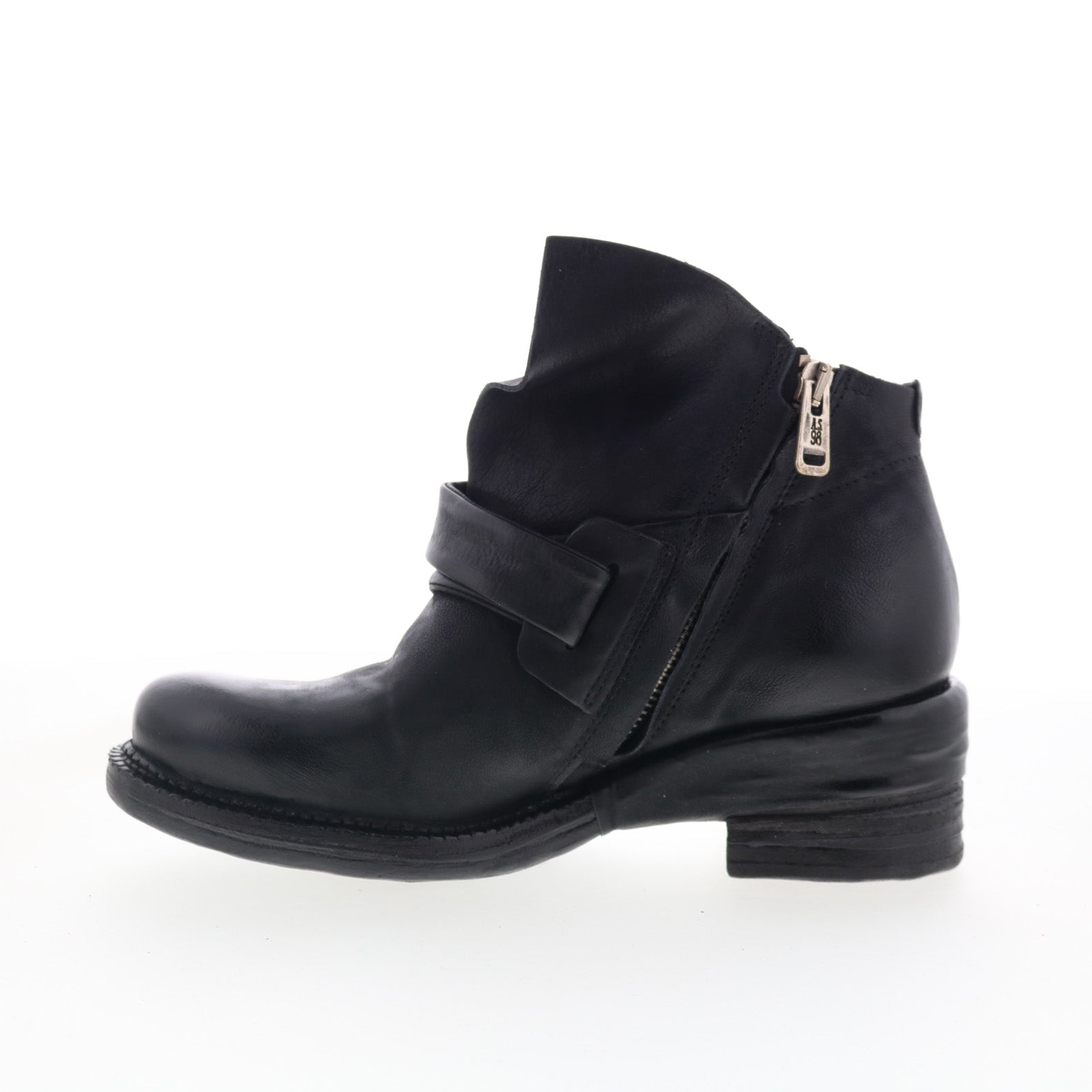 Martina Womens Black Leather Zipper Ankle & Booties Boots