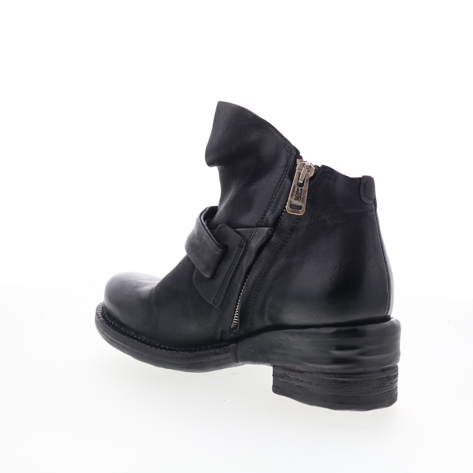 Martina Womens Black Leather Zipper Ankle & Booties Boots