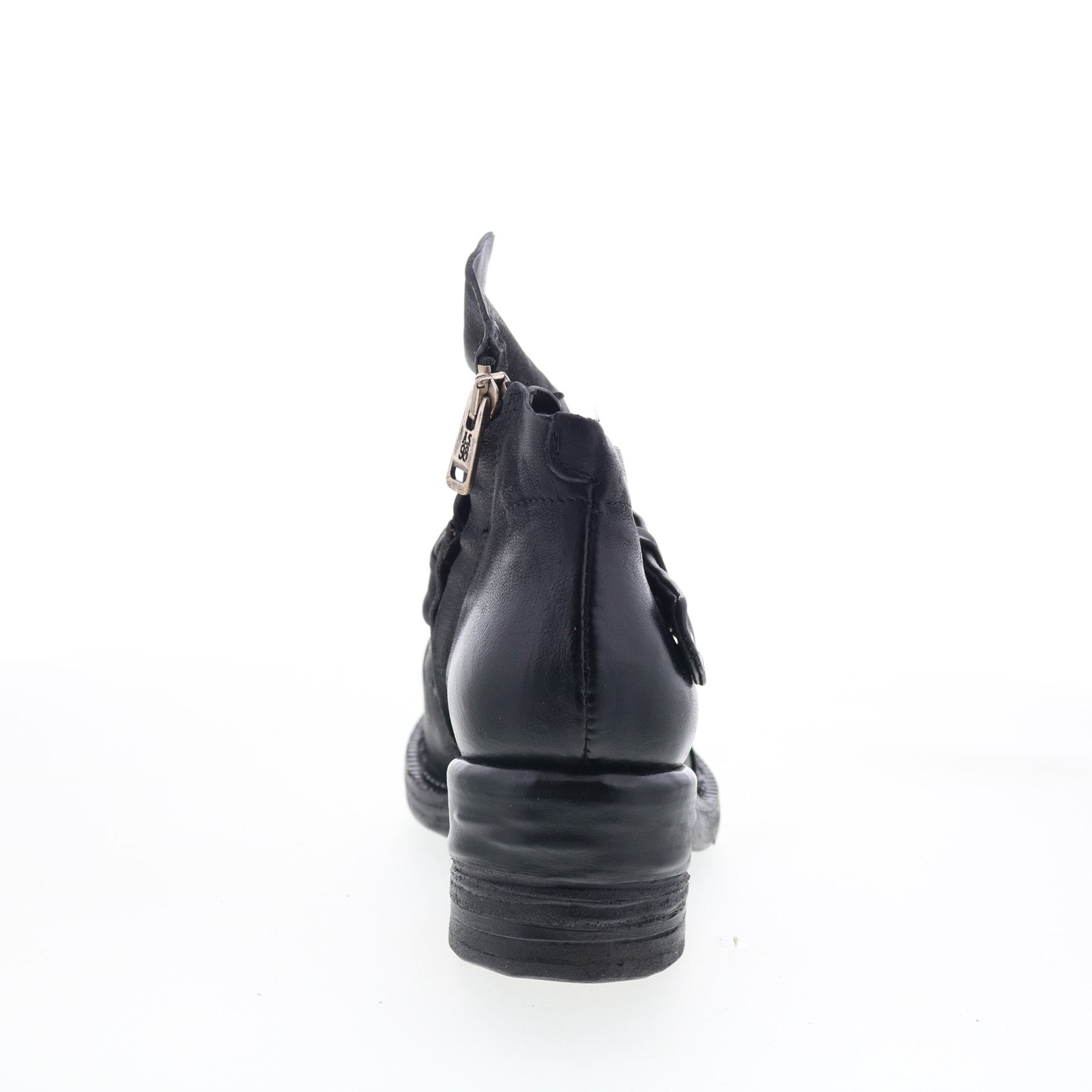 Martina Womens Black Leather Zipper Ankle & Booties Boots