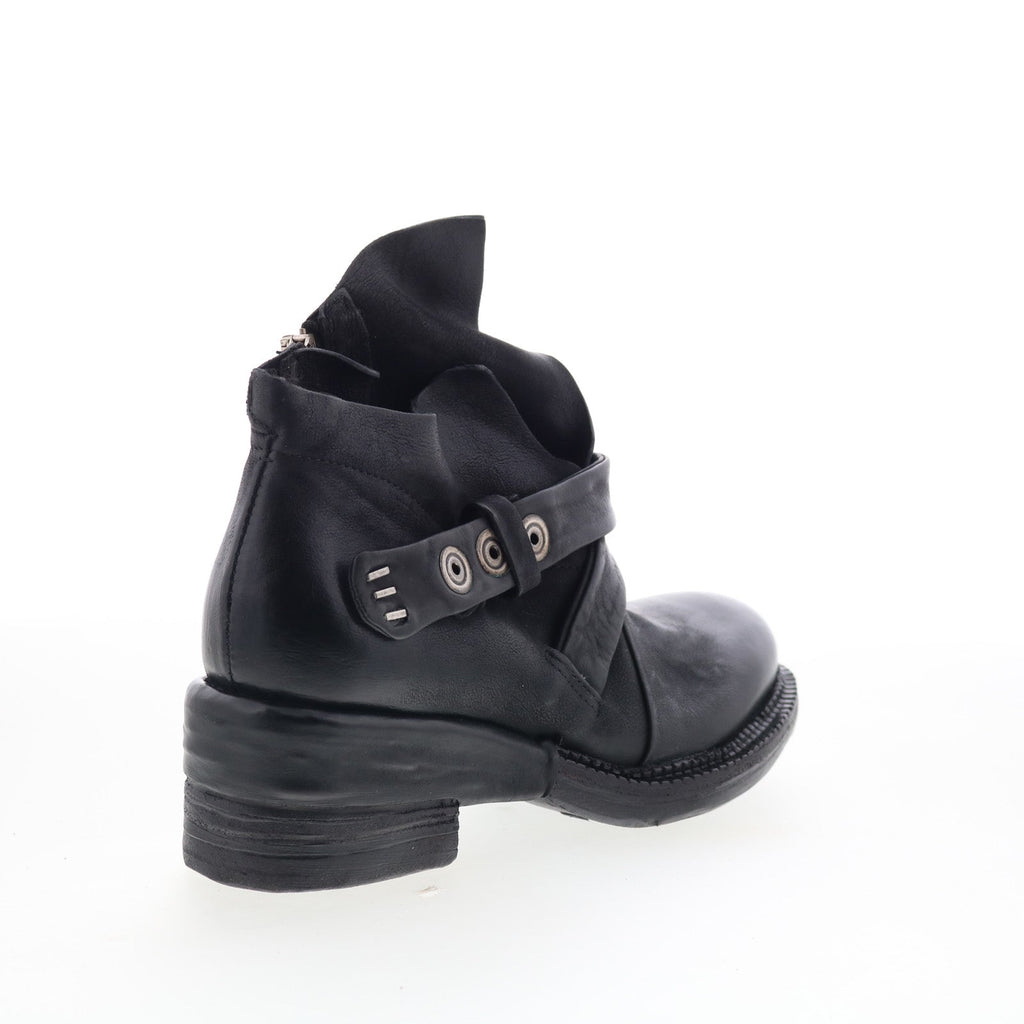 Martina Womens Black Leather Zipper Ankle & Booties Boots