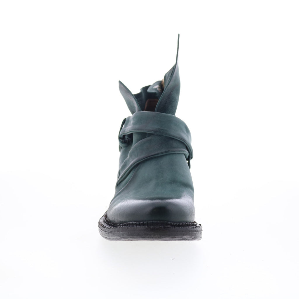 Martina Womens Green Leather Zipper Ankle & Booties Boots