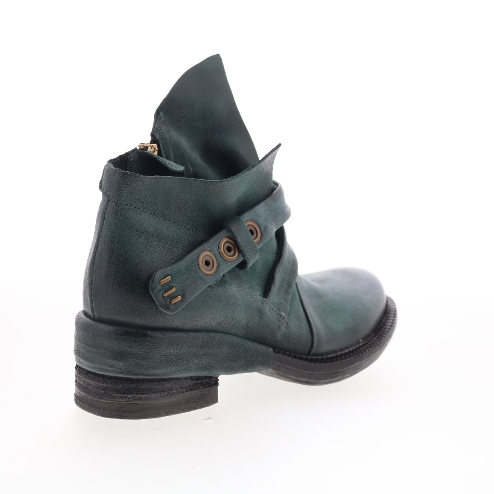 Martina Womens Green Leather Zipper Ankle & Booties Boots