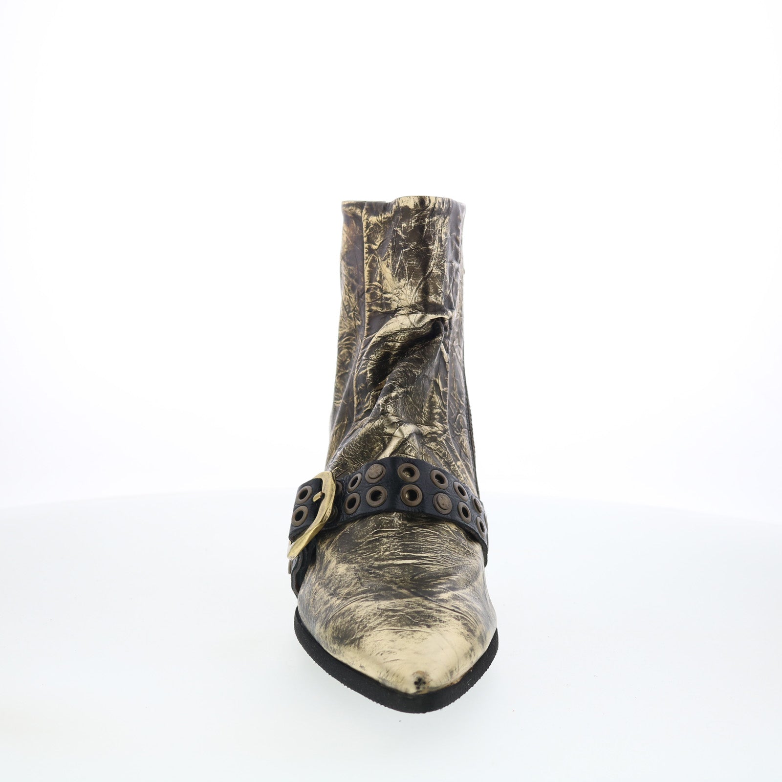 Maxie Womens Gold Leather Zipper Ankle & Booties Boots