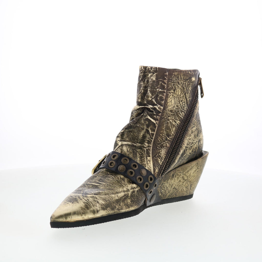 Maxie Womens Gold Leather Zipper Ankle & Booties Boots