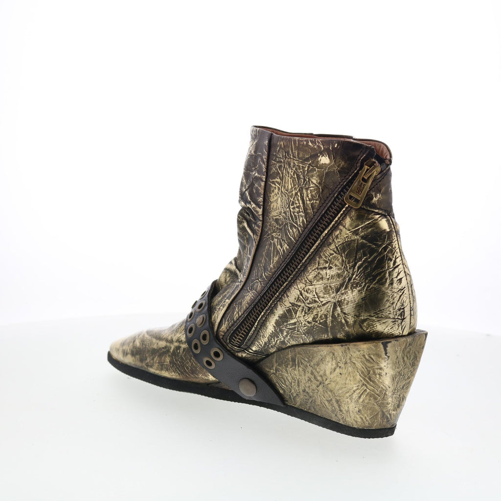 Maxie Womens Gold Leather Zipper Ankle & Booties Boots