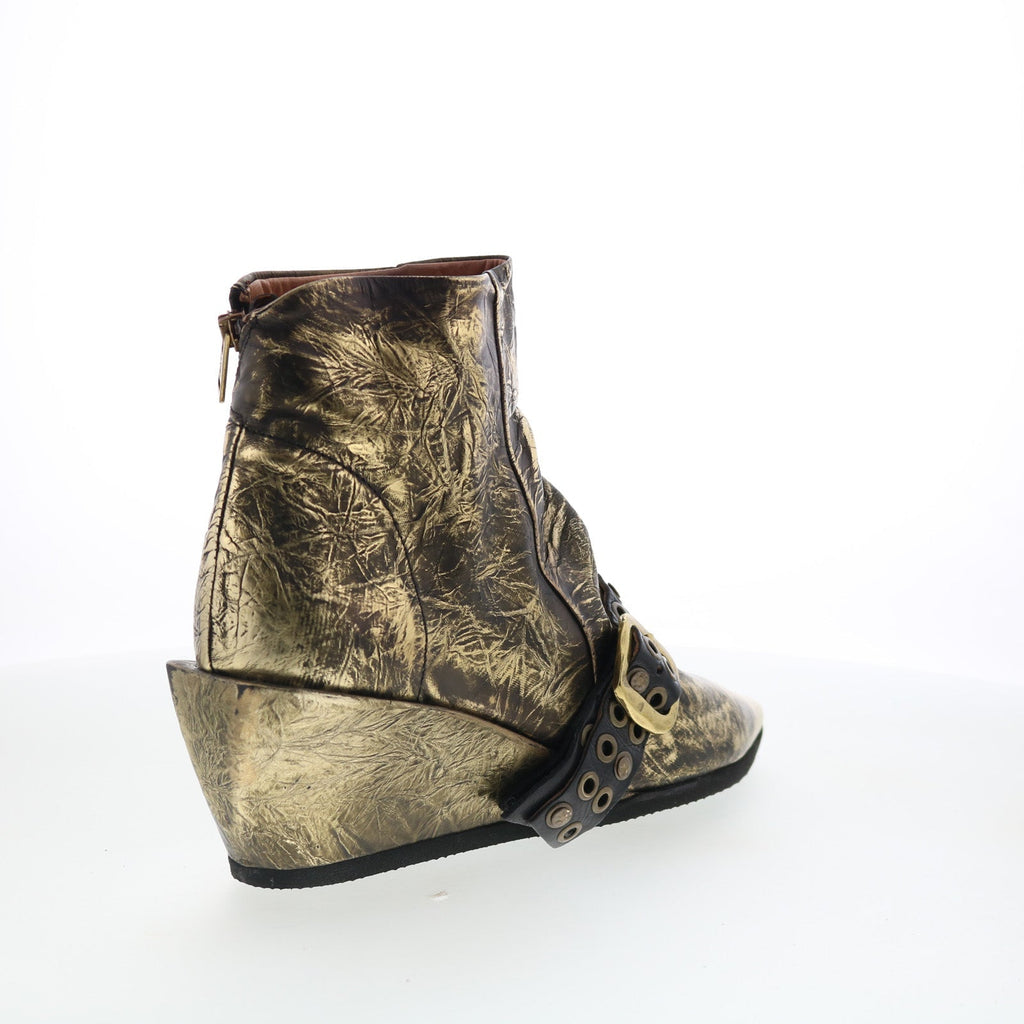 Maxie Womens Gold Leather Zipper Ankle & Booties Boots