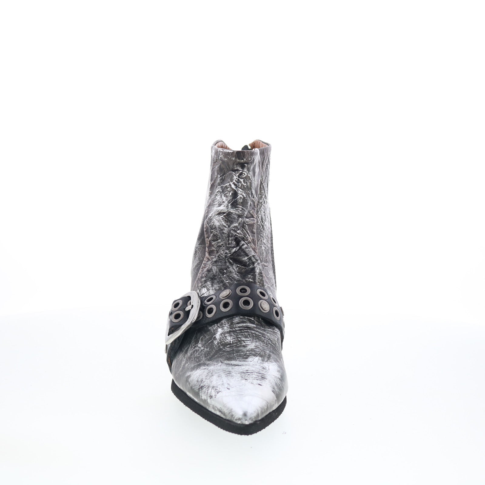 Maxie Womens Silver Leather Zipper Ankle & Booties Boots